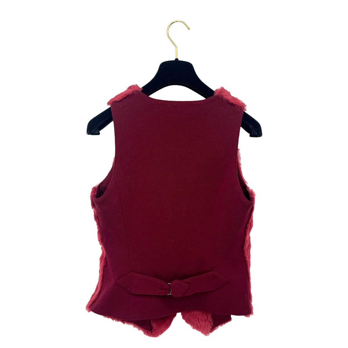 PURPOSE CHANEL VINTAGE COCO BUTTON FAR VEST GILET RED RABBIT 38 97A RTW 90292116