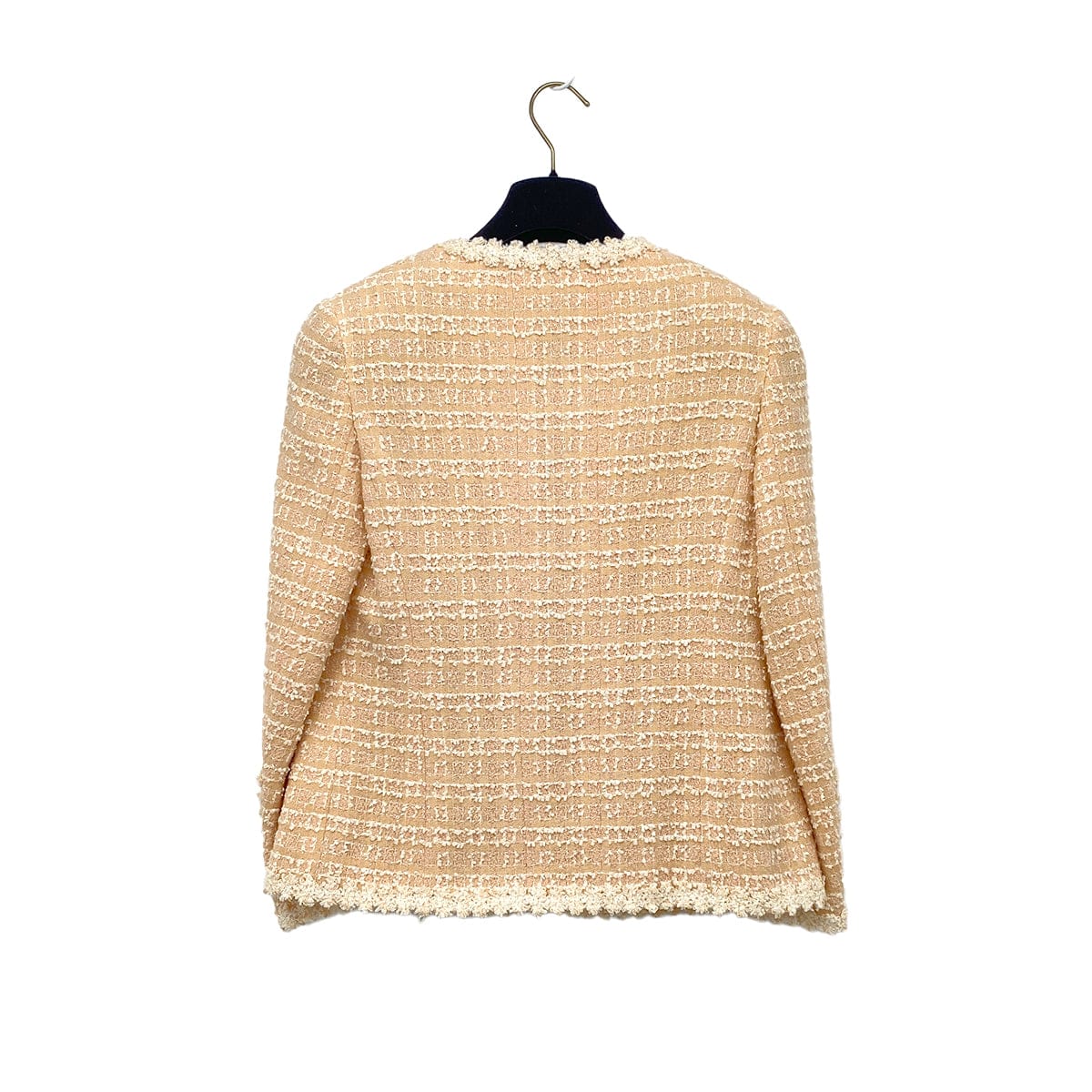 PURPOSE CHANEL VINTAGE COCO BUTTON JACKET SKIRT SET BEIGE TWEED 38 95C RTW 90307037