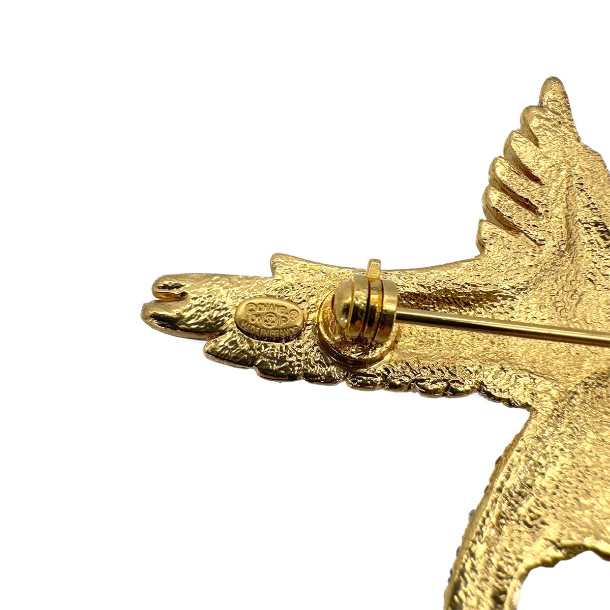 PURPOSE CHANEL VINTAGE COCOMARK BROOCH EAGLE RHINESTONE GOLD ACCESSORY 01P 90285946
