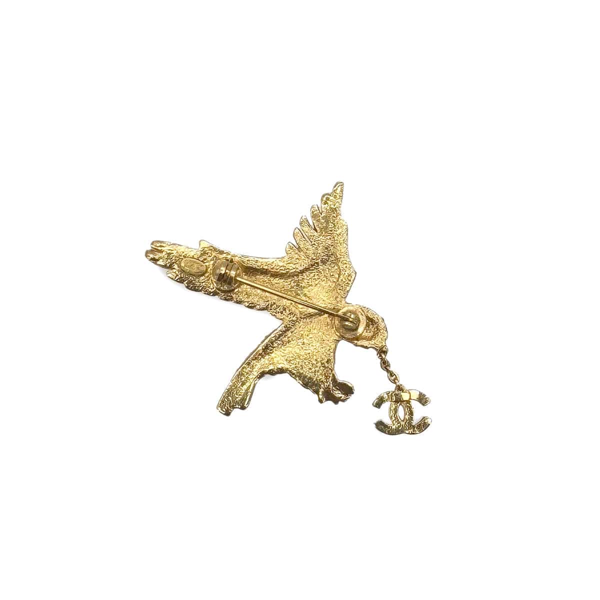 PURPOSE CHANEL VINTAGE COCOMARK BROOCH EAGLE RHINESTONE GOLD ACCESSORY 01P 90285946