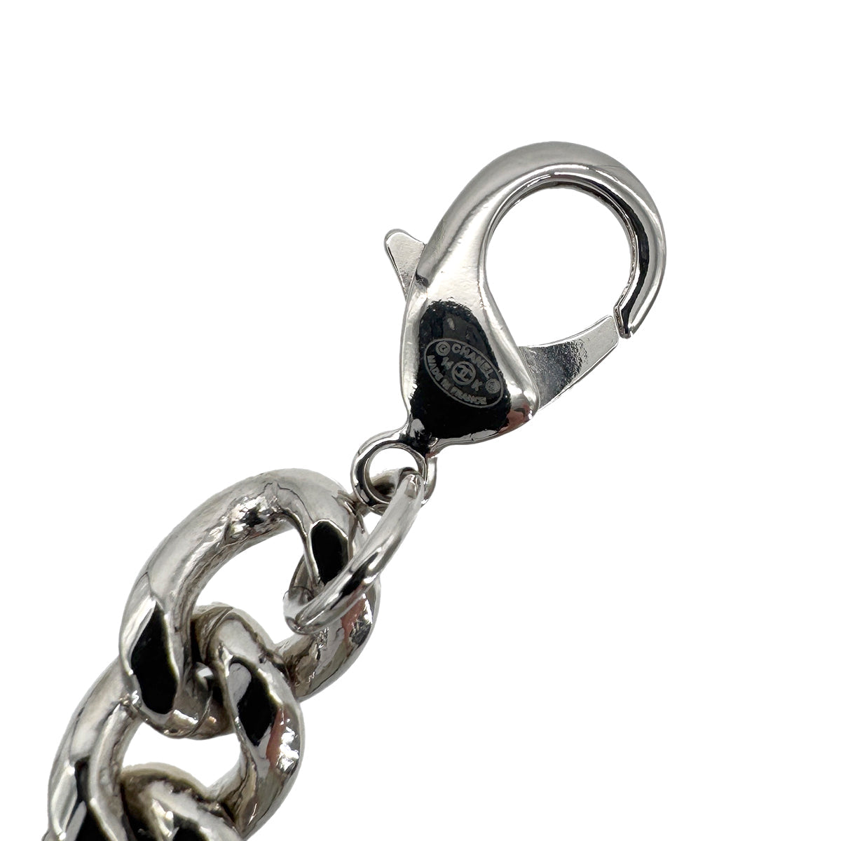 PURPOSE CHANEL VINTAGE COCOMARK CADENA KEY RING CLEAR SILVER CHAIN 14K 90291256