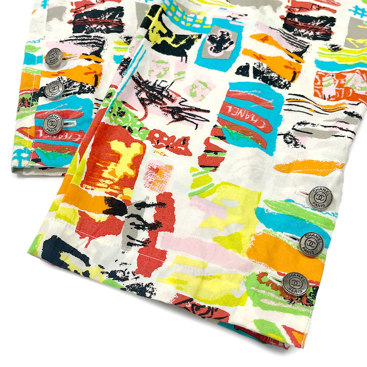 PURPOSE CHANEL VINTAGE CRUISE LINE 1997 COCO BUTTON MULTI COLOR PANTS COTTON 40 97C RTW 90286899