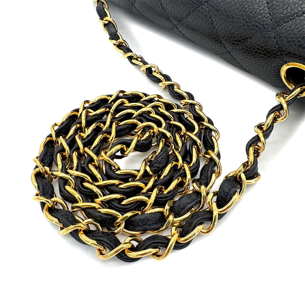 PURPOSE CHANEL VINTAGE DIANA MEDIUM CHAIN SHOULDER BAG BLACK CAVIAR SKIN 90302856