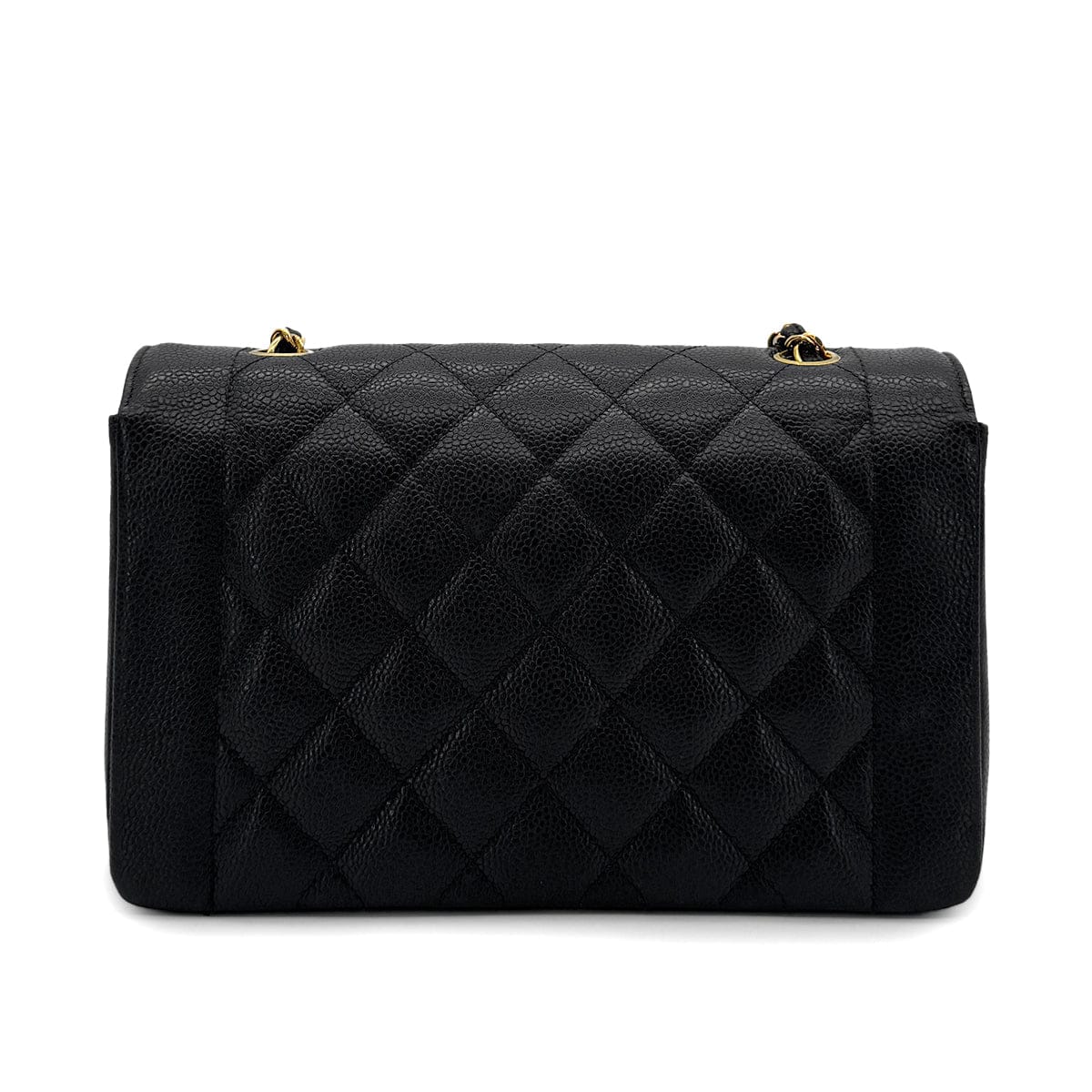 PURPOSE CHANEL VINTAGE DIANA MEDIUM CHAIN SHOULDER BAG BLACK CAVIAR SKIN 90302856