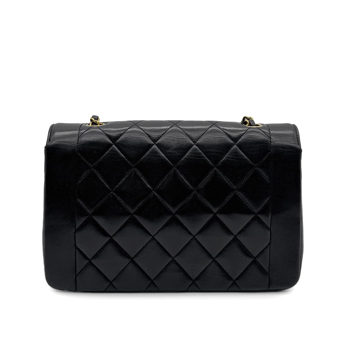 PURPOSE CHANEL VINTAGE DIANA MEDIUM CHAIN SHOULDER BAG BLACK LAMB SKIN 90281258