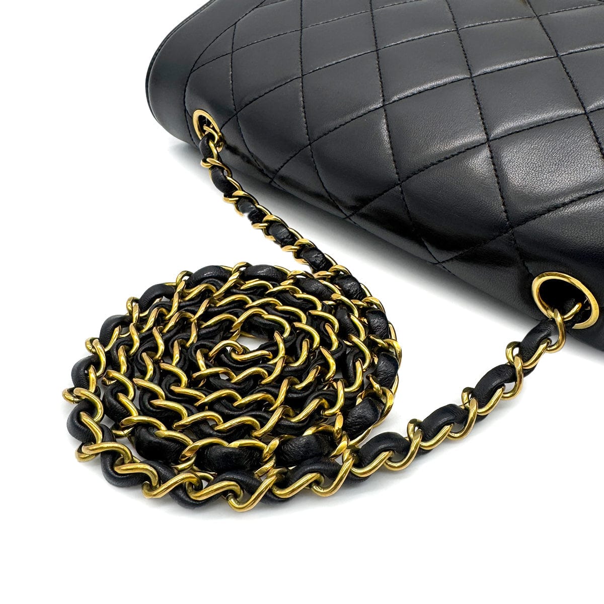 PURPOSE CHANEL VINTAGE DIANA MEDIUM CHAIN SHOULDER BAG BLACK LAMB SKIN 90281258