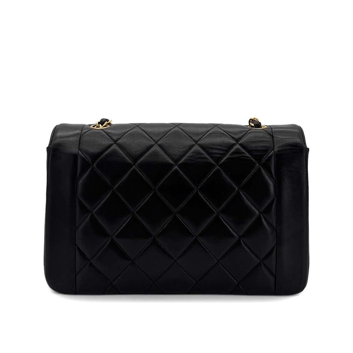 PURPOSE CHANEL VINTAGE DIANA MEDIUM CHAIN SHOULDER BAG BLACK LAMB SKIN 90287213