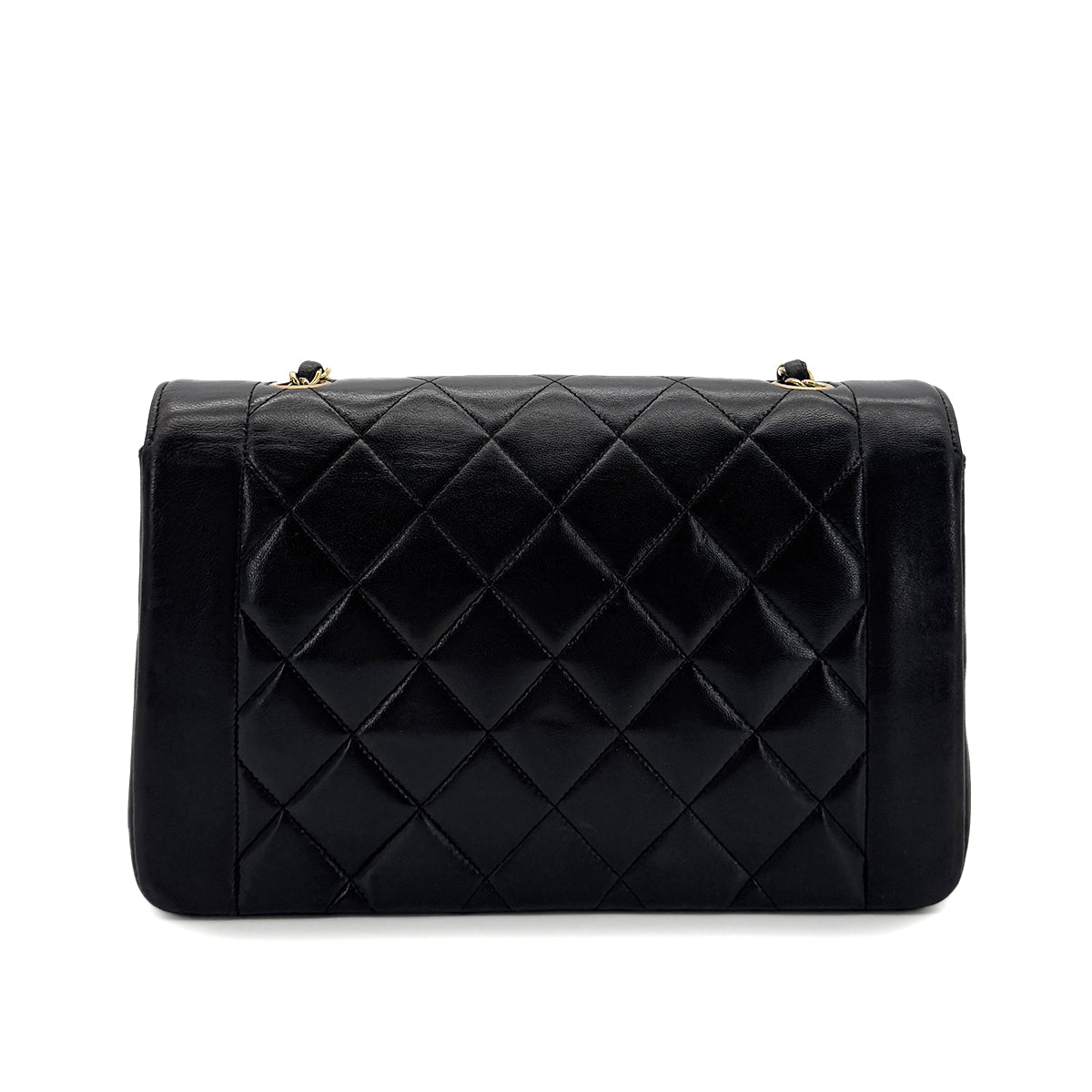 PURPOSE CHANEL VINTAGE DIANA MEDIUM CHAIN SHOULDER BAG BLACK LAMB SKIN 90287885