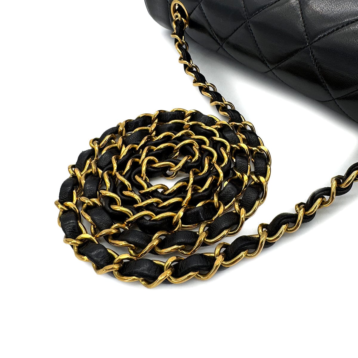 PURPOSE CHANEL VINTAGE DIANA MEDIUM CHAIN SHOULDER BAG BLACK LAMB SKIN 90288983