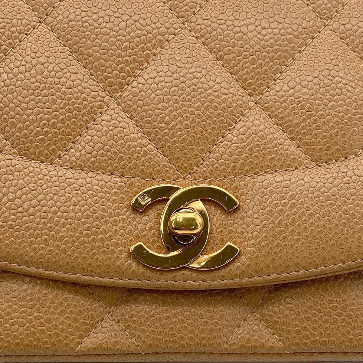 PURPOSE CHANEL VINTAGE DIANA SMALL CHAIN SHOULDER BAG BEIGE CAVIAR SKIN 90304981
