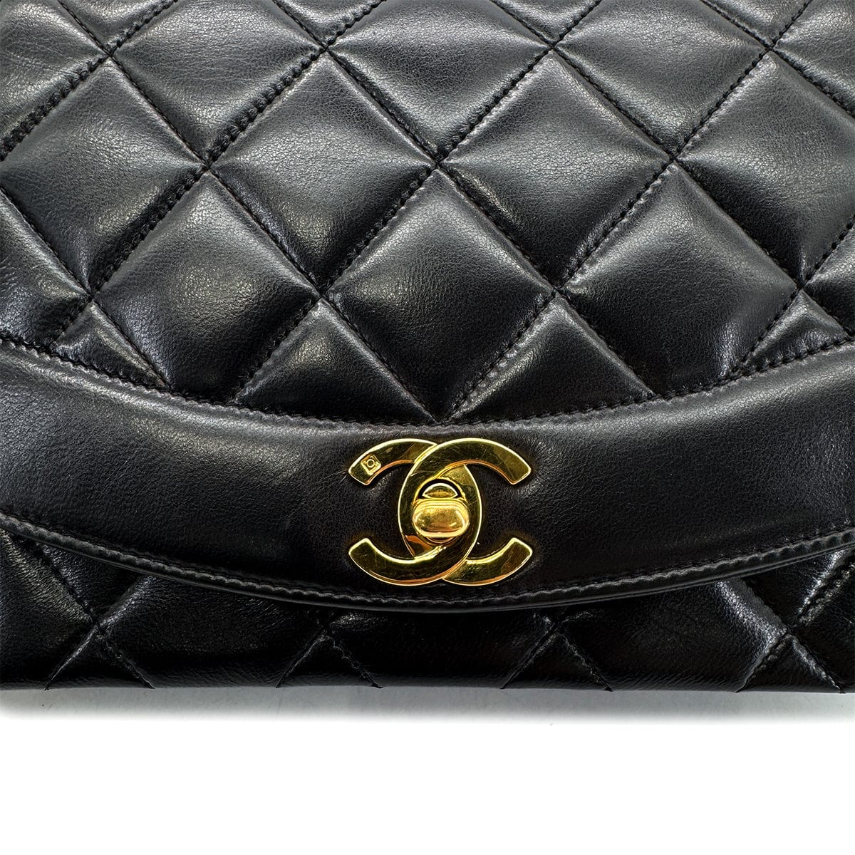 PURPOSE CHANEL VINTAGE DIANA SMALL CHAIN SHOULDER BAG BLACK LAMB SKIN 90292738