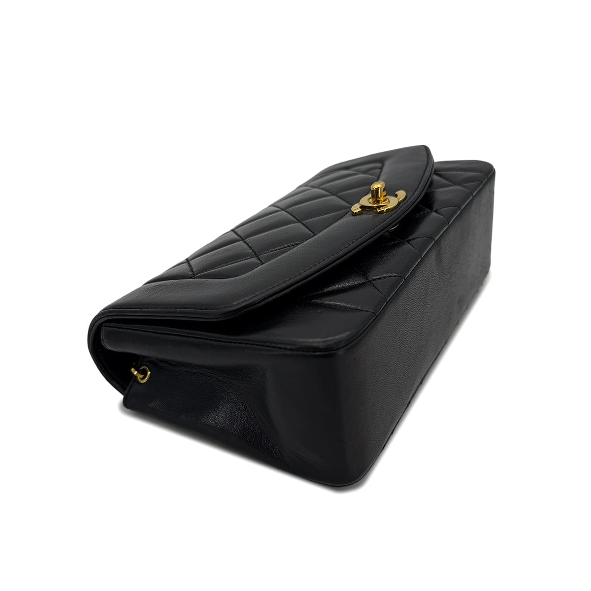 PURPOSE CHANEL VINTAGE DIANA SMALL CHAIN SHOULDER BAG BLACK LAMB SKIN 90292738