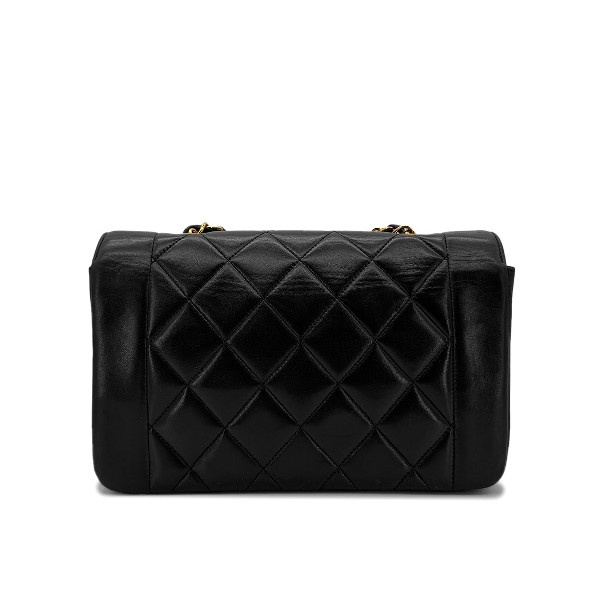 PURPOSE CHANEL VINTAGE DIANA SMALL CHAIN SHOULDER BAG BLACK LAMB SKIN 90292738