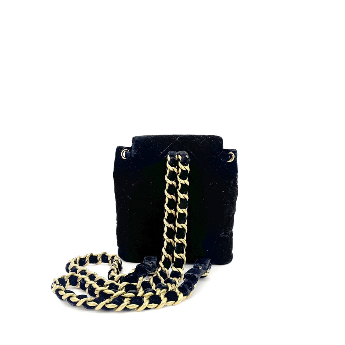 PURPOSE CHANEL VINTAGE DUMA CHAIN BACKPACK BLACK VELOR 90279938