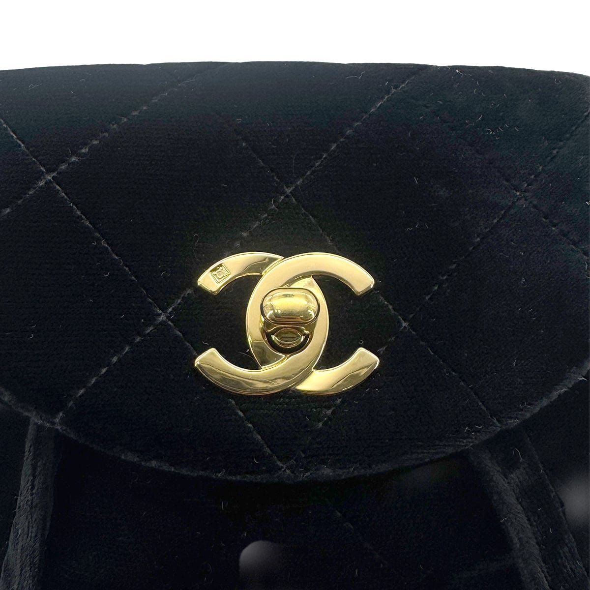 PURPOSE CHANEL VINTAGE DUMA CHAIN BACKPACK BLACK VELOR 90279938