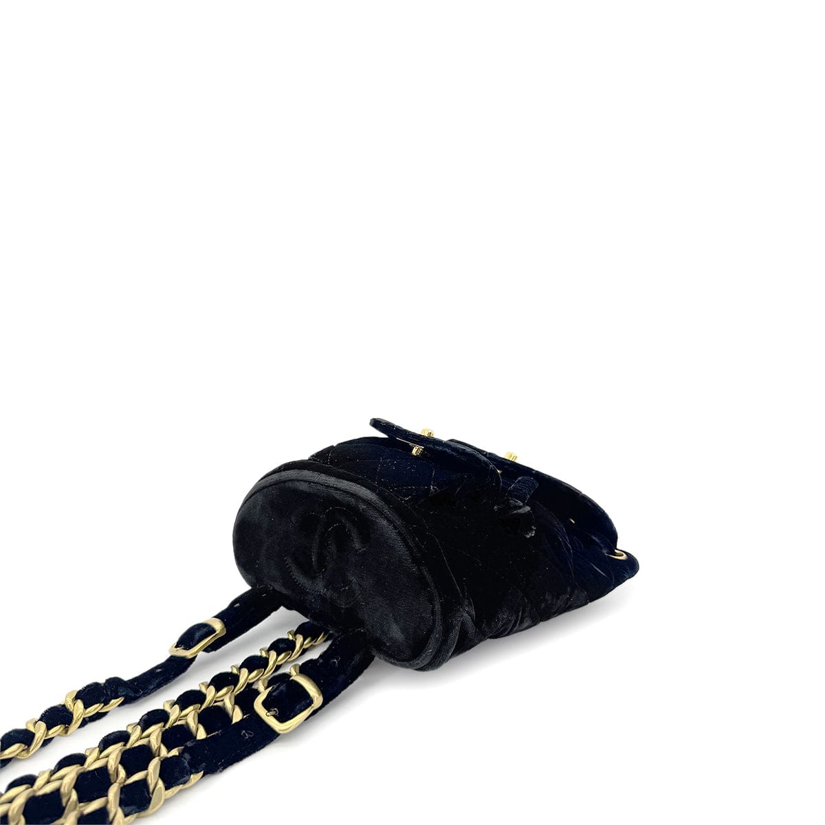 PURPOSE CHANEL VINTAGE DUMA CHAIN BACKPACK BLACK VELOR 90279938