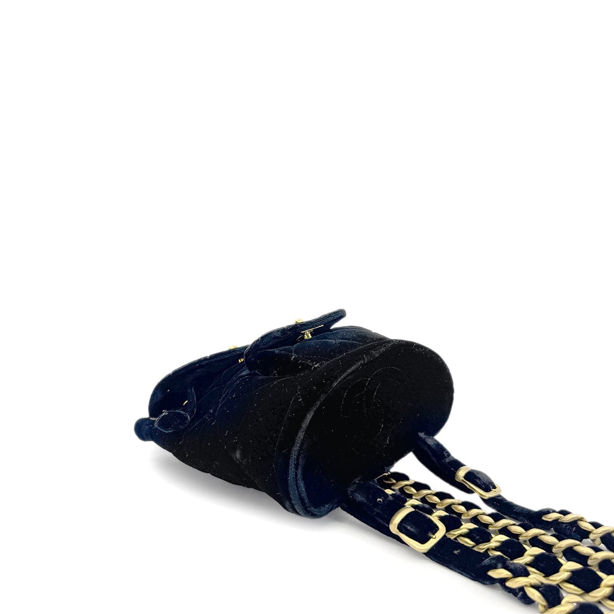 PURPOSE CHANEL VINTAGE DUMA CHAIN BACKPACK BLACK VELOR 90279938