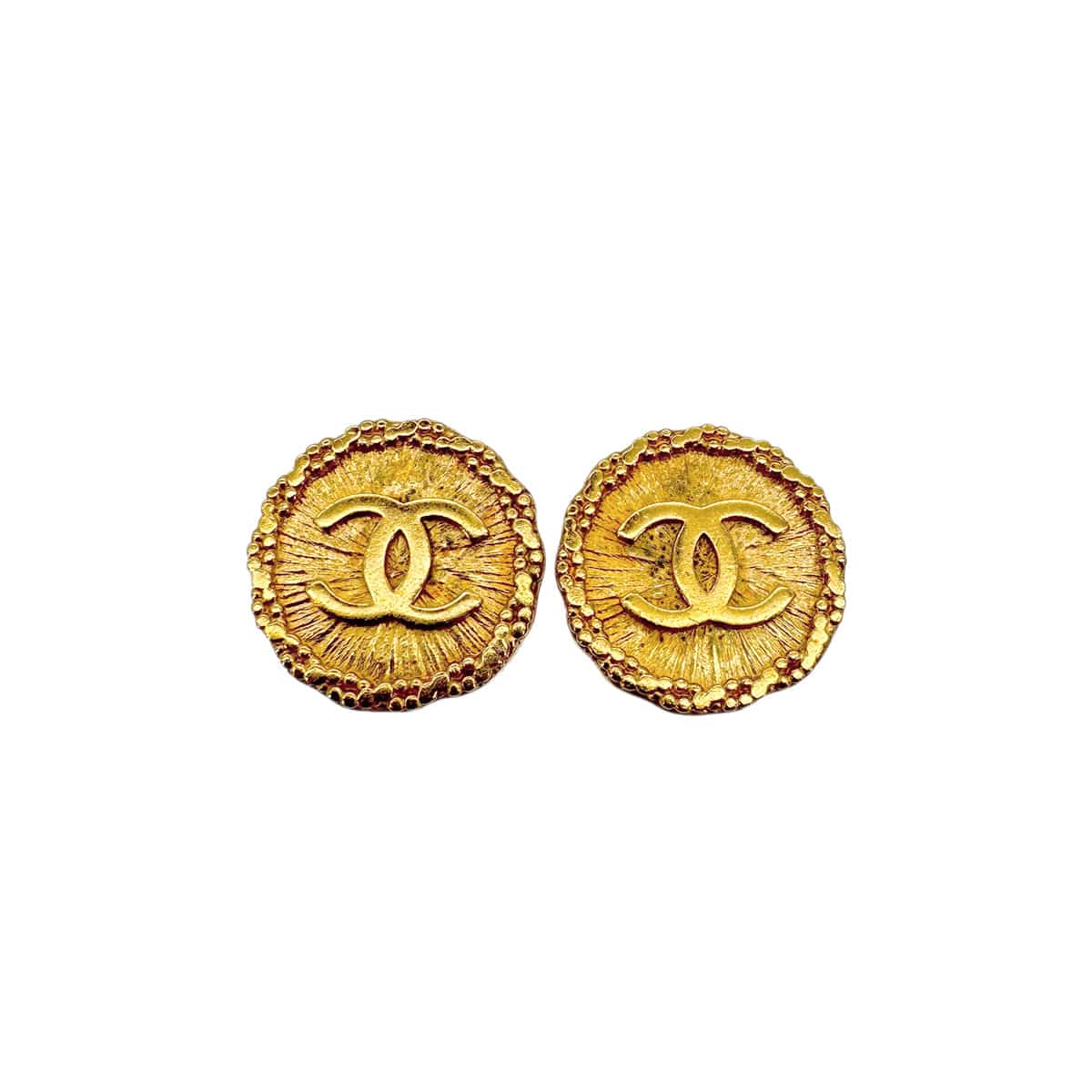 PURPOSE CHANEL VINTAGE EARRINGS COCOMARK ROUND GOLD ACCESSORY 96P 90294829