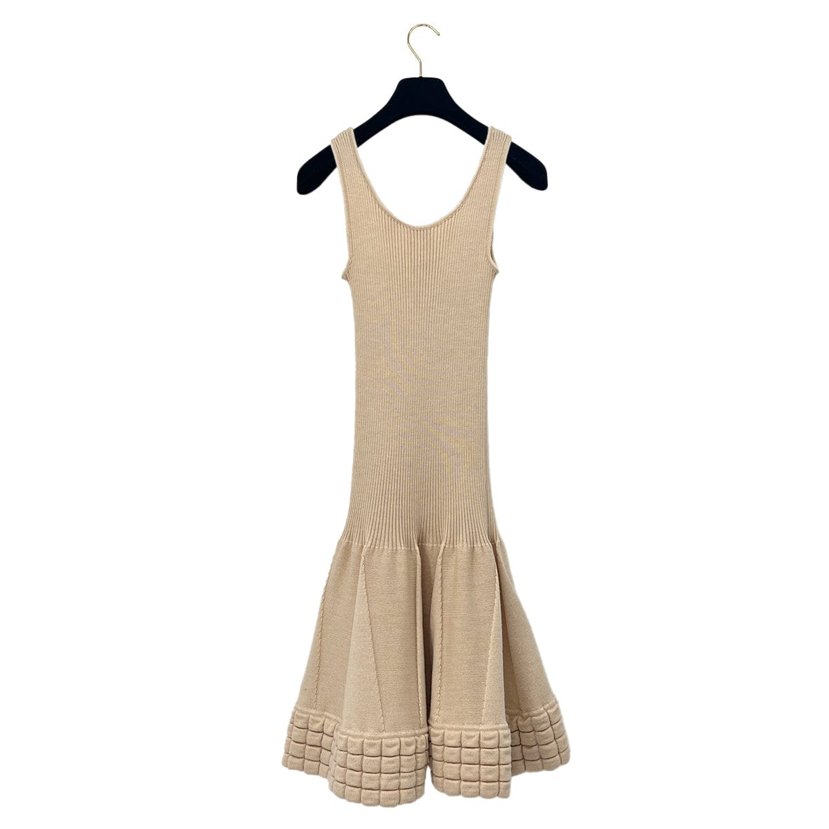 PURPOSE CHANEL VINTAGE KNIT SLEEVELESS DRESS BEIGE WOOL 38 00A RTW 90288032