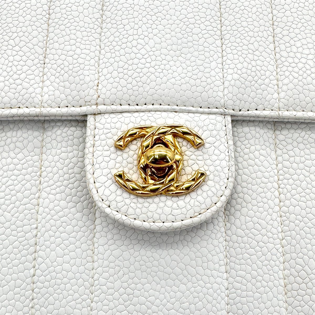 PURPOSE CHANEL VINTAGE MADEMOISELLE BIJOU CHAIN SHOULDER BAG WHITE CAVIAR SKIN 90281244