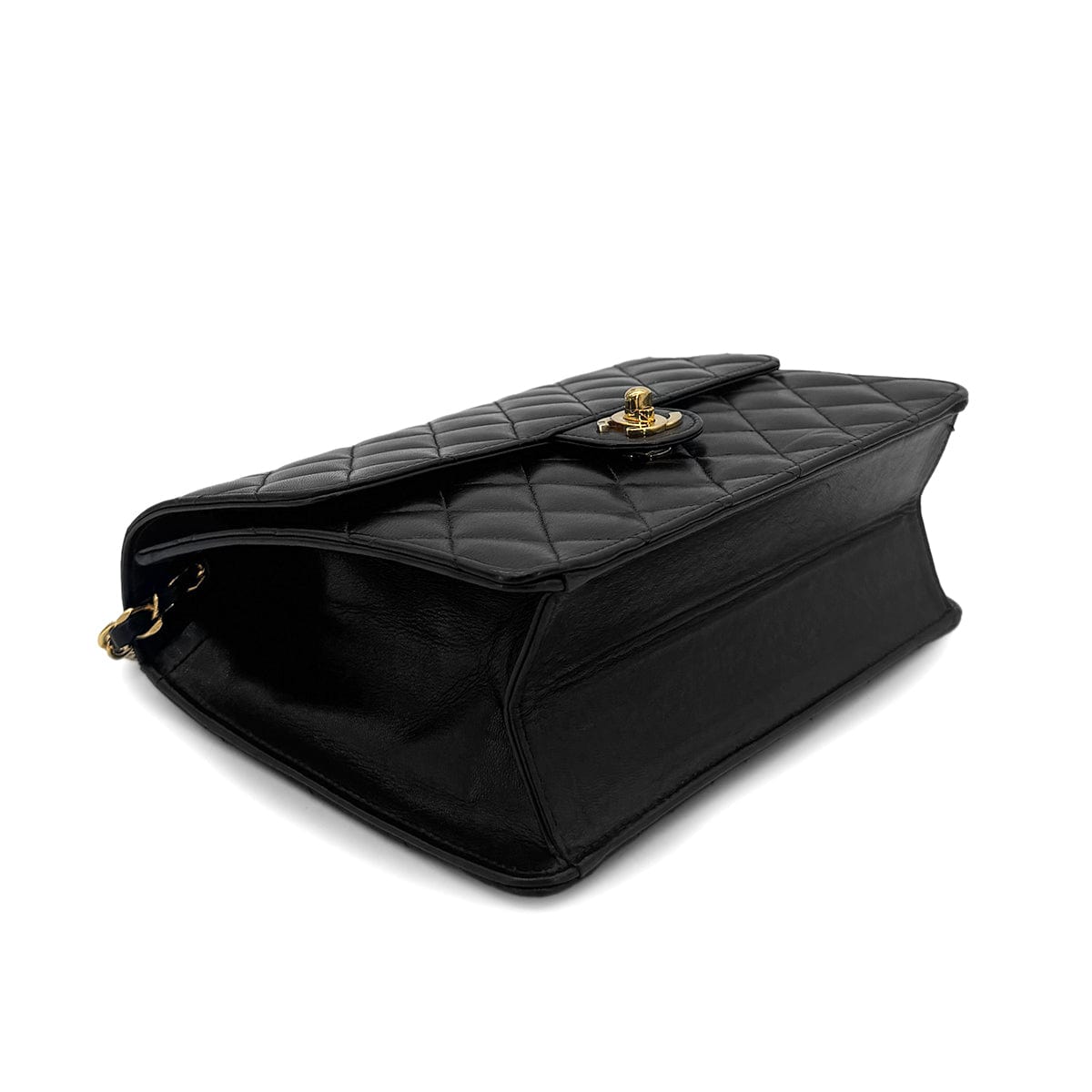 PURPOSE CHANEL VINTAGE MATELASSE CHAIN SHOULDER BAG BLACK LAMB SKIN 90289080