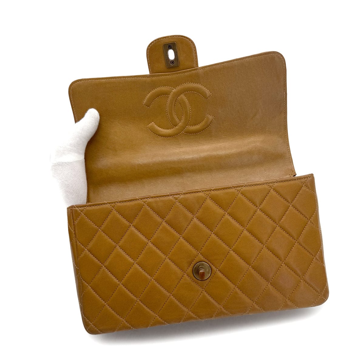 PURPOSE CHANEL VINTAGE MATELASSE TORTOISESHELL CHAIN SHOULDER BAG BROWN LAMB SKIN 90308267