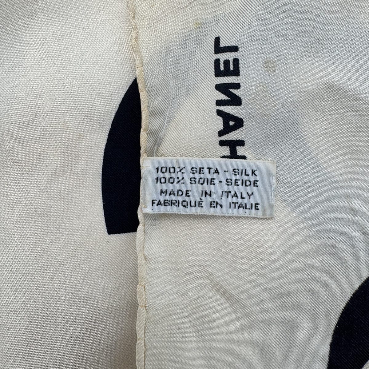 PURPOSE CHANEL VINTAGE SCARF COCOMARK BEIGE BLACK SILK 90286919