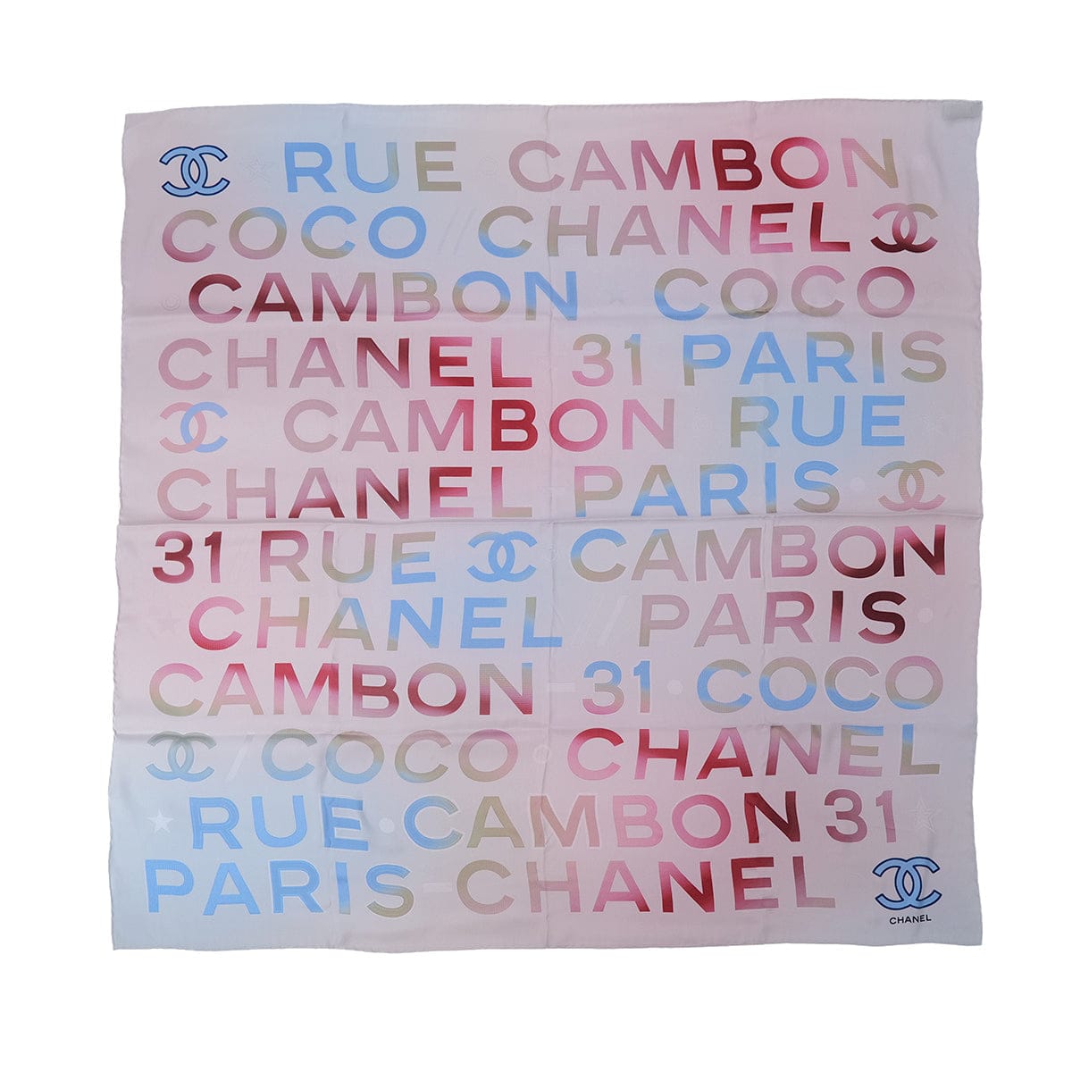 PURPOSE CHANEL VINTAGE SCARF COCOMARK PINK BLUE SILK 90305123