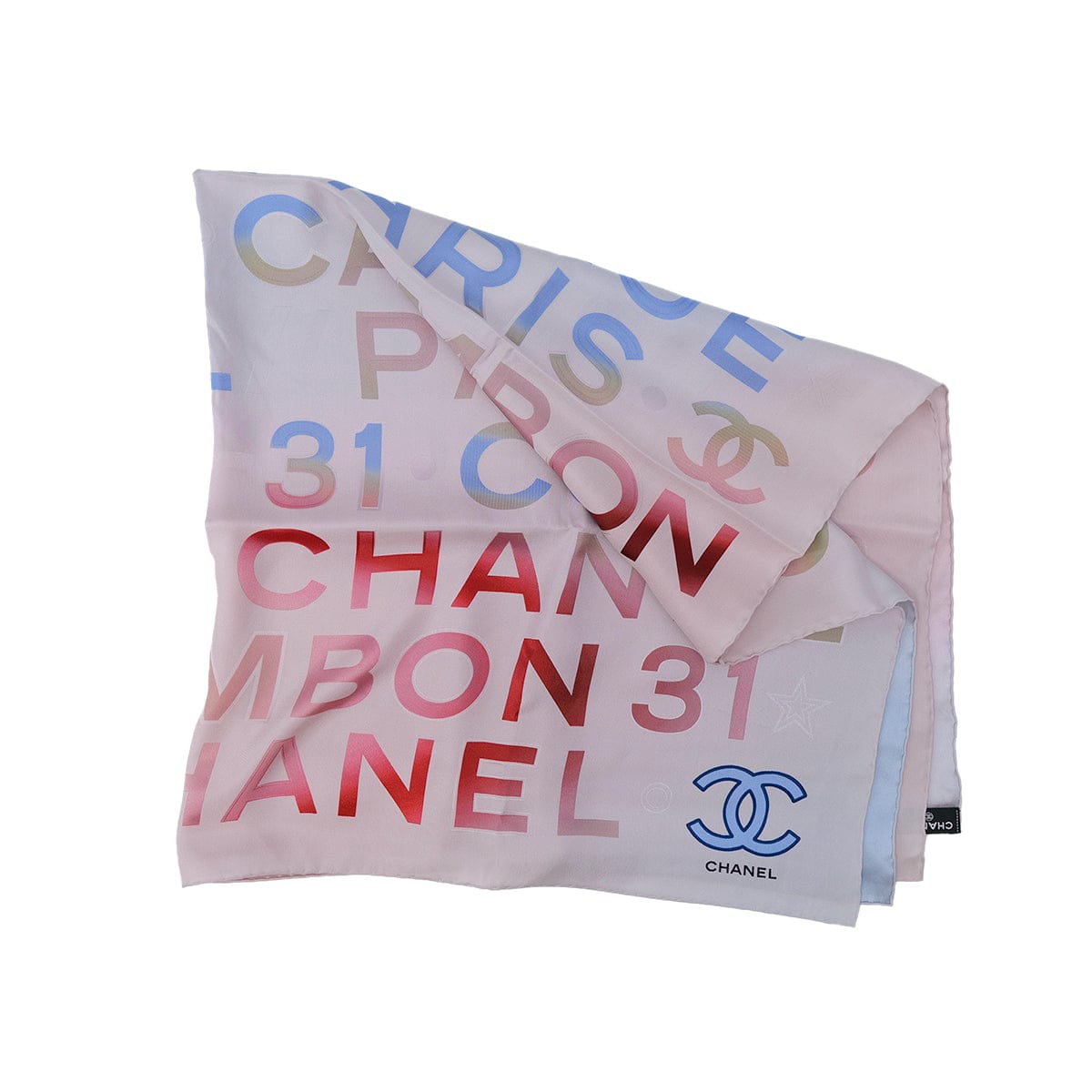 PURPOSE CHANEL VINTAGE SCARF COCOMARK PINK BLUE SILK 90305123
