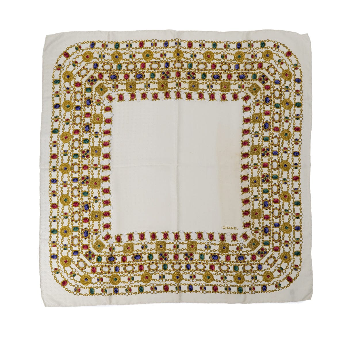 PURPOSE CHANEL VINTAGE SCARF GRIPOA PATTERN WHITE SILK 90304189