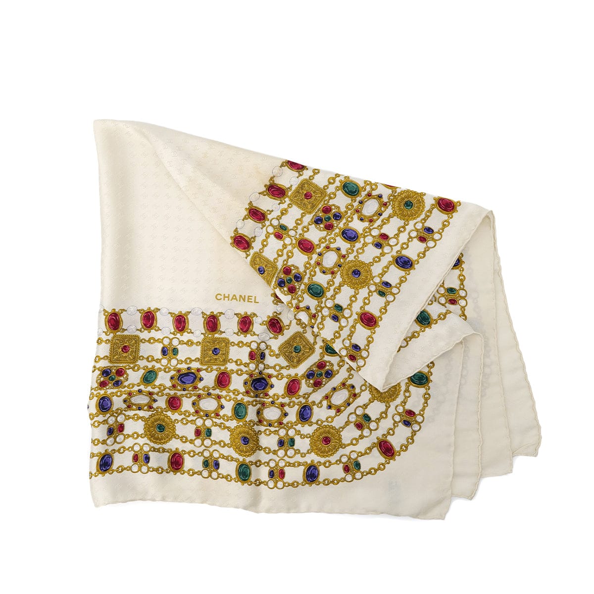 PURPOSE CHANEL VINTAGE SCARF GRIPOA PATTERN WHITE SILK 90304189