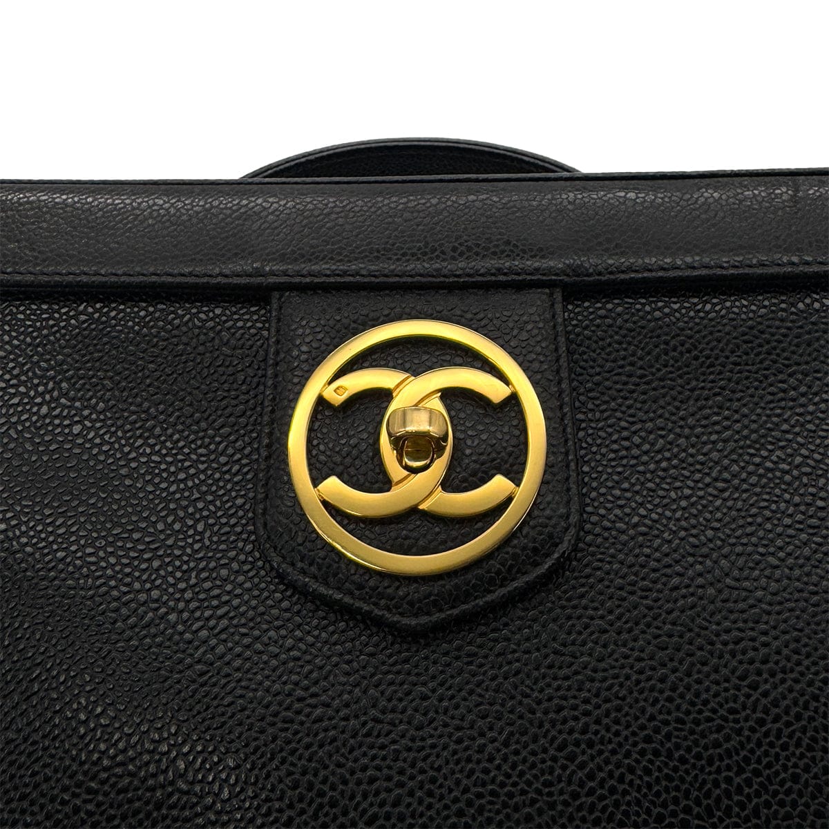 PURPOSE CHANEL VINTAGE TURN LOCK 2WAY VANITY HAND SHOULDER BAG BLACK CAVIAR SKIN 90291379