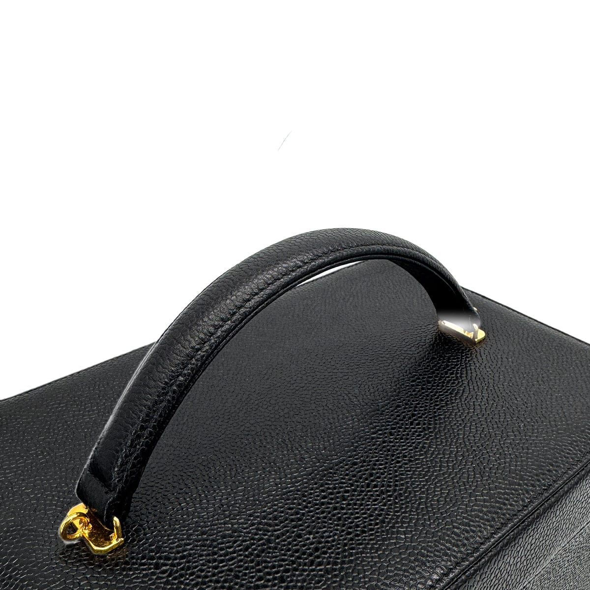 PURPOSE CHANEL VINTAGE VANITY COCOMARK HAND SHOULDER BAG BLACK CAVIAR SKIN 90308353