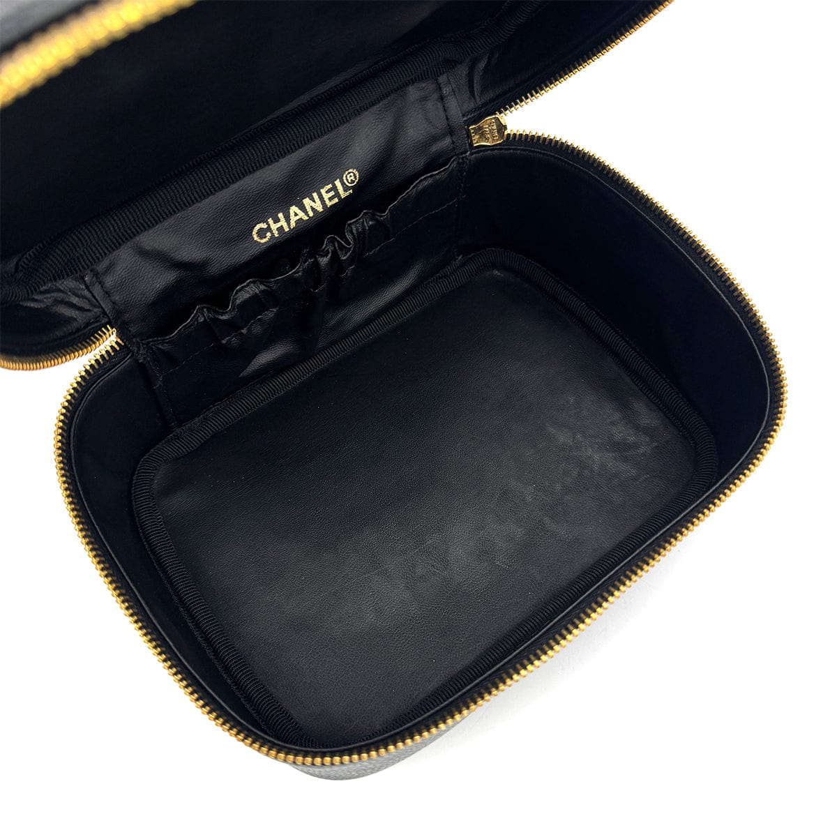 PURPOSE CHANEL VINTAGE VANITY HAND BAG BLACK CAVIAR SKIN 90307217