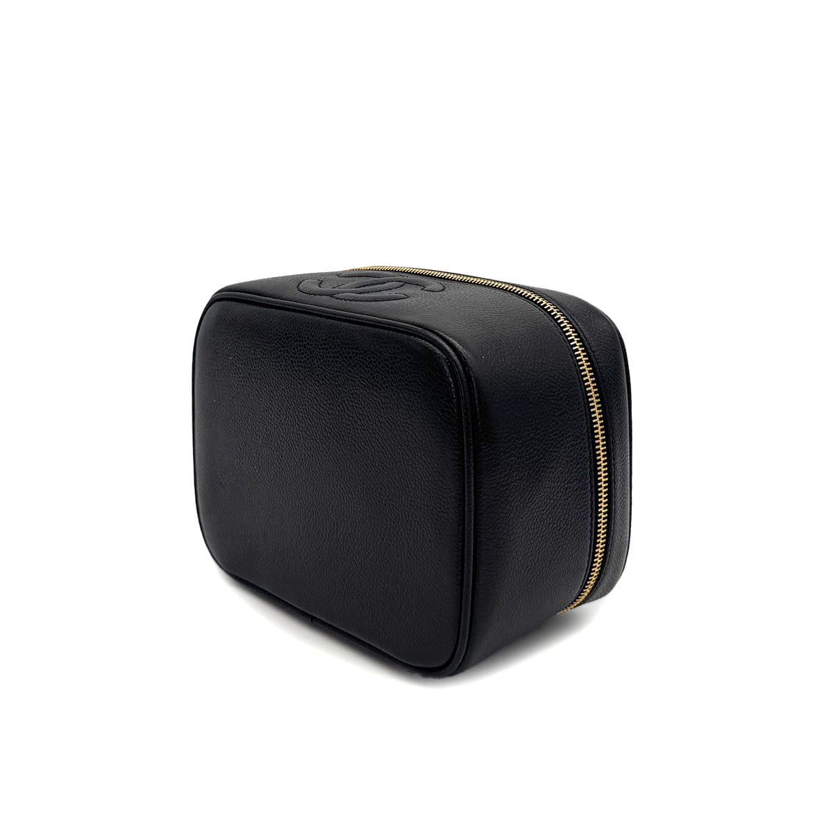 PURPOSE CHANEL VINTAGE VANITY HAND BAG BLACK CAVIAR SKIN 90307217