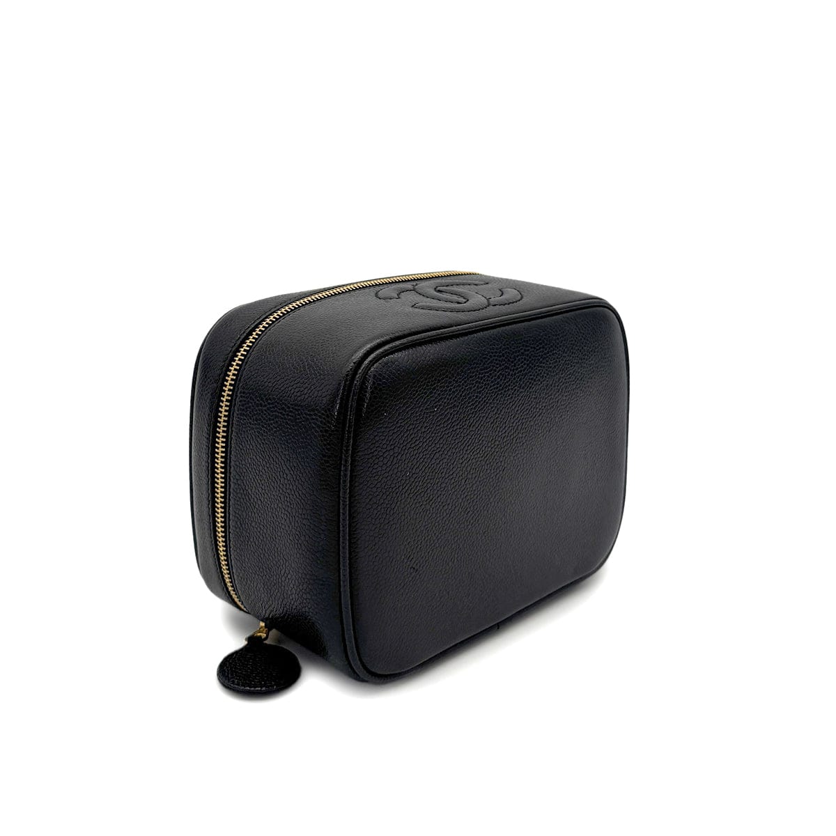 PURPOSE CHANEL VINTAGE VANITY HAND BAG BLACK CAVIAR SKIN 90307217