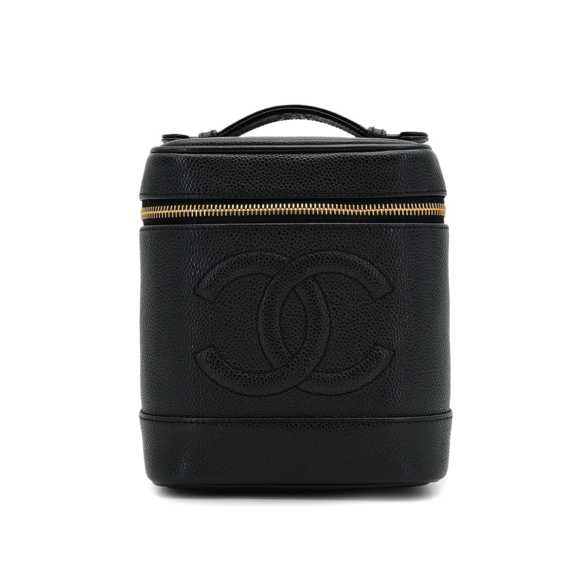 PURPOSE CHANEL VINTAGE VANITY HAND BAG BLACK CAVIAR SKIN 90308983