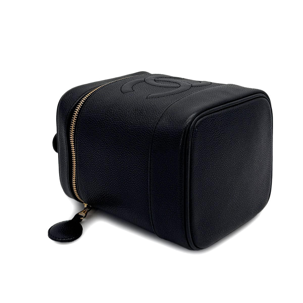 PURPOSE CHANEL VINTAGE VANITY HAND BAG BLACK CAVIAR SKIN 90308983