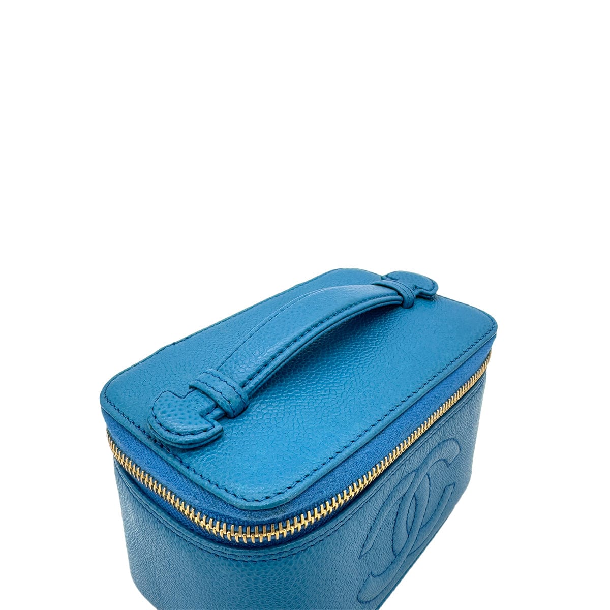 PURPOSE CHANEL VINTAGE VANITY HAND BAG BLUE CAVIAR SKIN 90289542