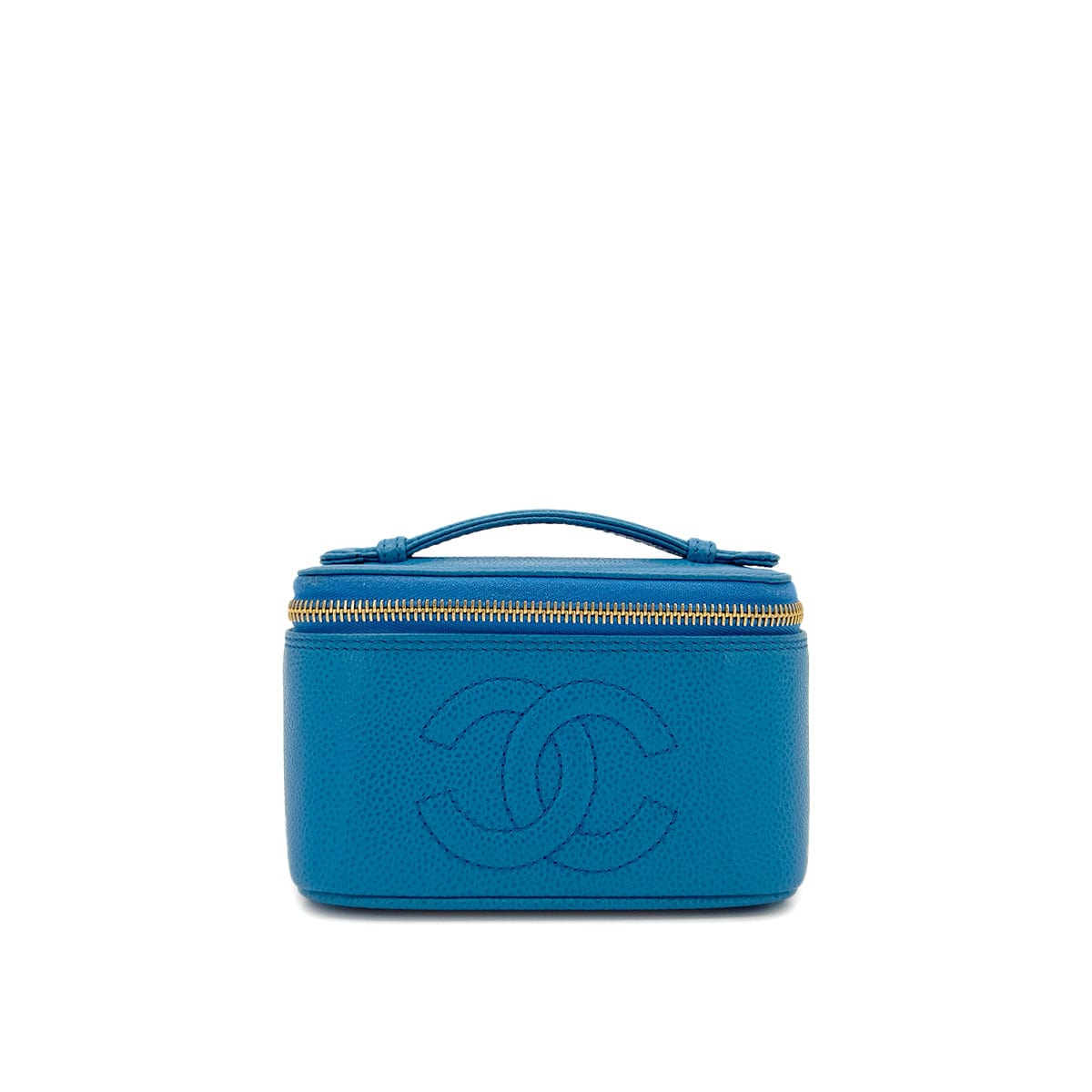 PURPOSE CHANEL VINTAGE VANITY HAND BAG BLUE CAVIAR SKIN 90289542