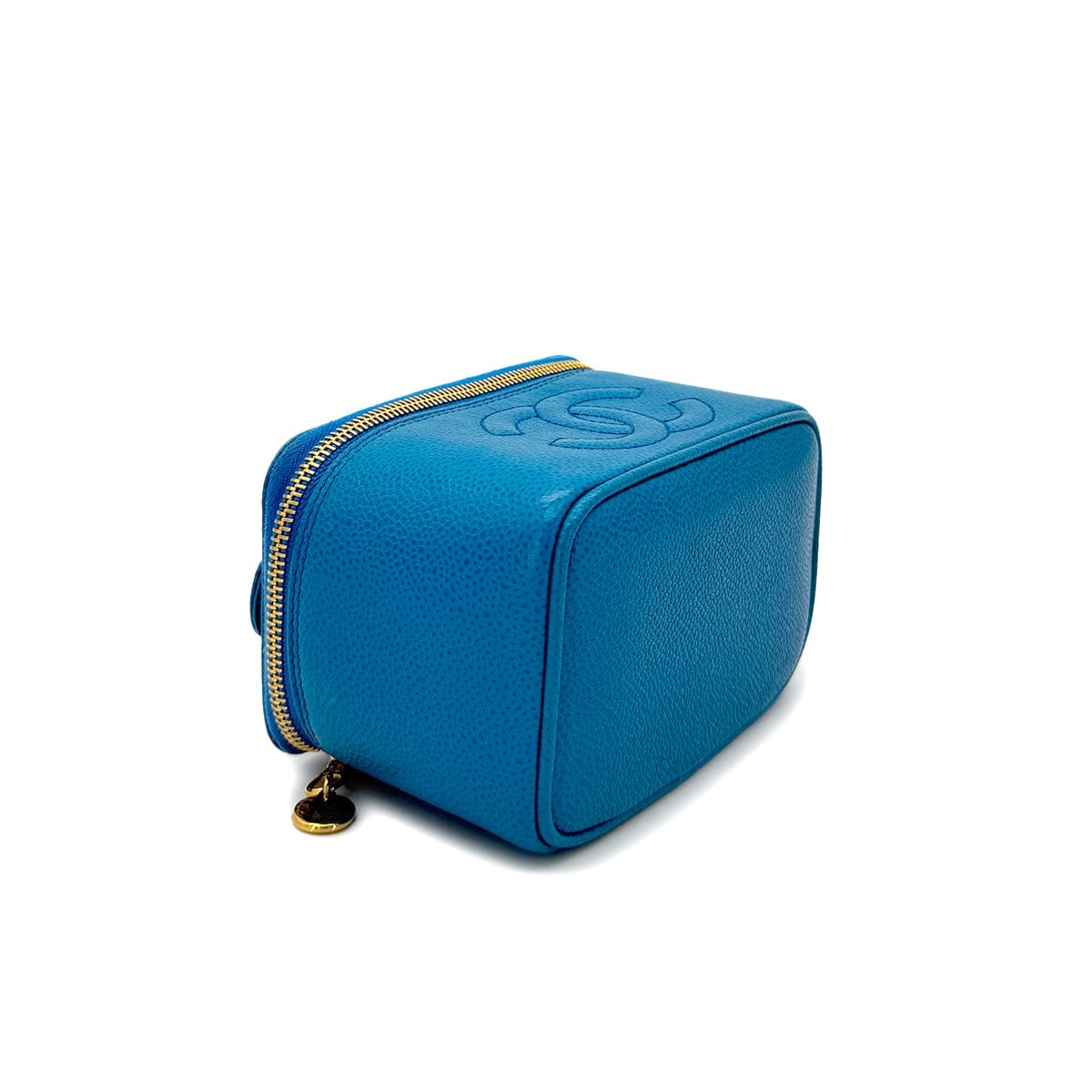 PURPOSE CHANEL VINTAGE VANITY HAND BAG BLUE CAVIAR SKIN 90289542