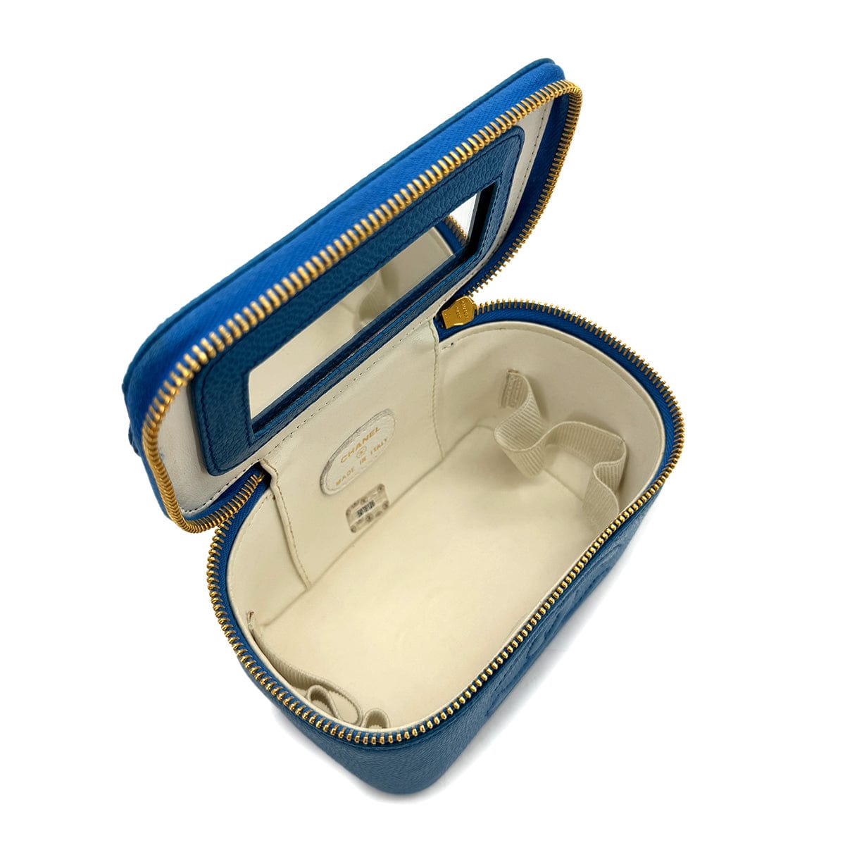 PURPOSE CHANEL VINTAGE VANITY HAND BAG BLUE CAVIAR SKIN 90289542