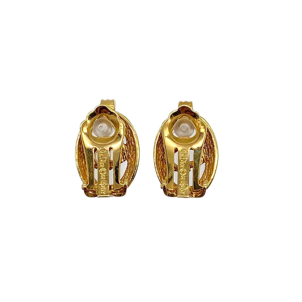 PURPOSE CHRISTIAN DIOR EARRINGS CD LOGO RHINESTONE GOLD ACCESSORY 90322179