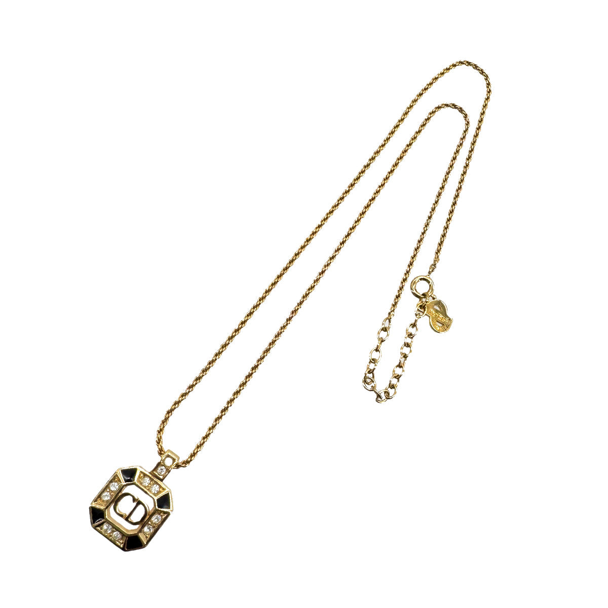 PURPOSE CHRISTIAN DIOR NECKLACE CD LOGO RHINESTONE GOLD ACCESSORY 90299113