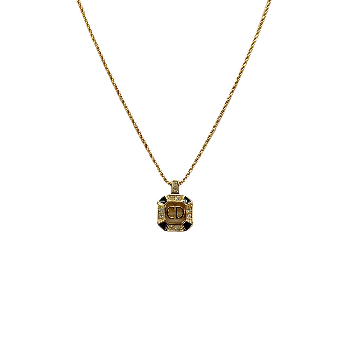 PURPOSE CHRISTIAN DIOR NECKLACE CD LOGO RHINESTONE GOLD ACCESSORY 90299113
