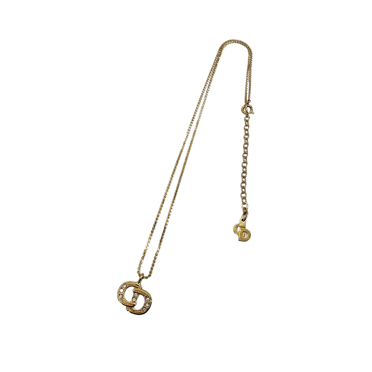 PURPOSE CHRISTIAN DIOR NECKLACE CD LOGO RHINESTONE GOLD ACCESSORY 90299320