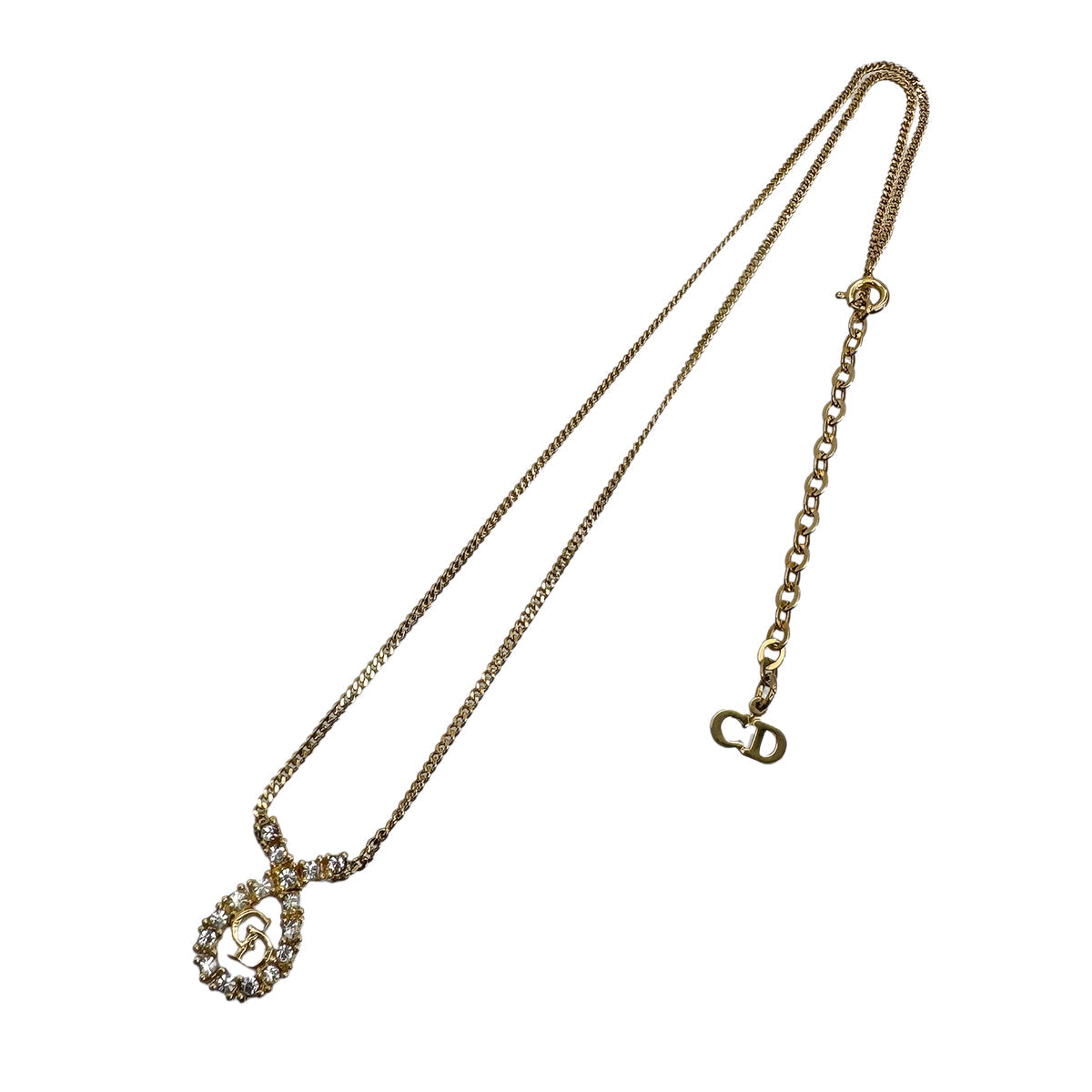 PURPOSE CHRISTIAN DIOR NECKLACE CD LOGO RHINESTONE GOLD ACCESSORY 90299326