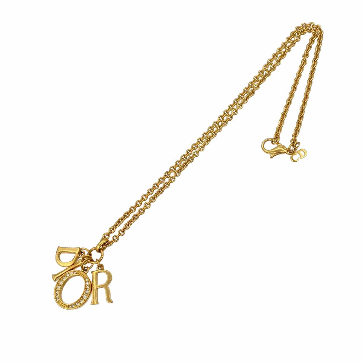 PURPOSE CHRISTIAN DIOR NECKLACE CD LOGO RHINESTONE GOLD ACCESSORY 90322195