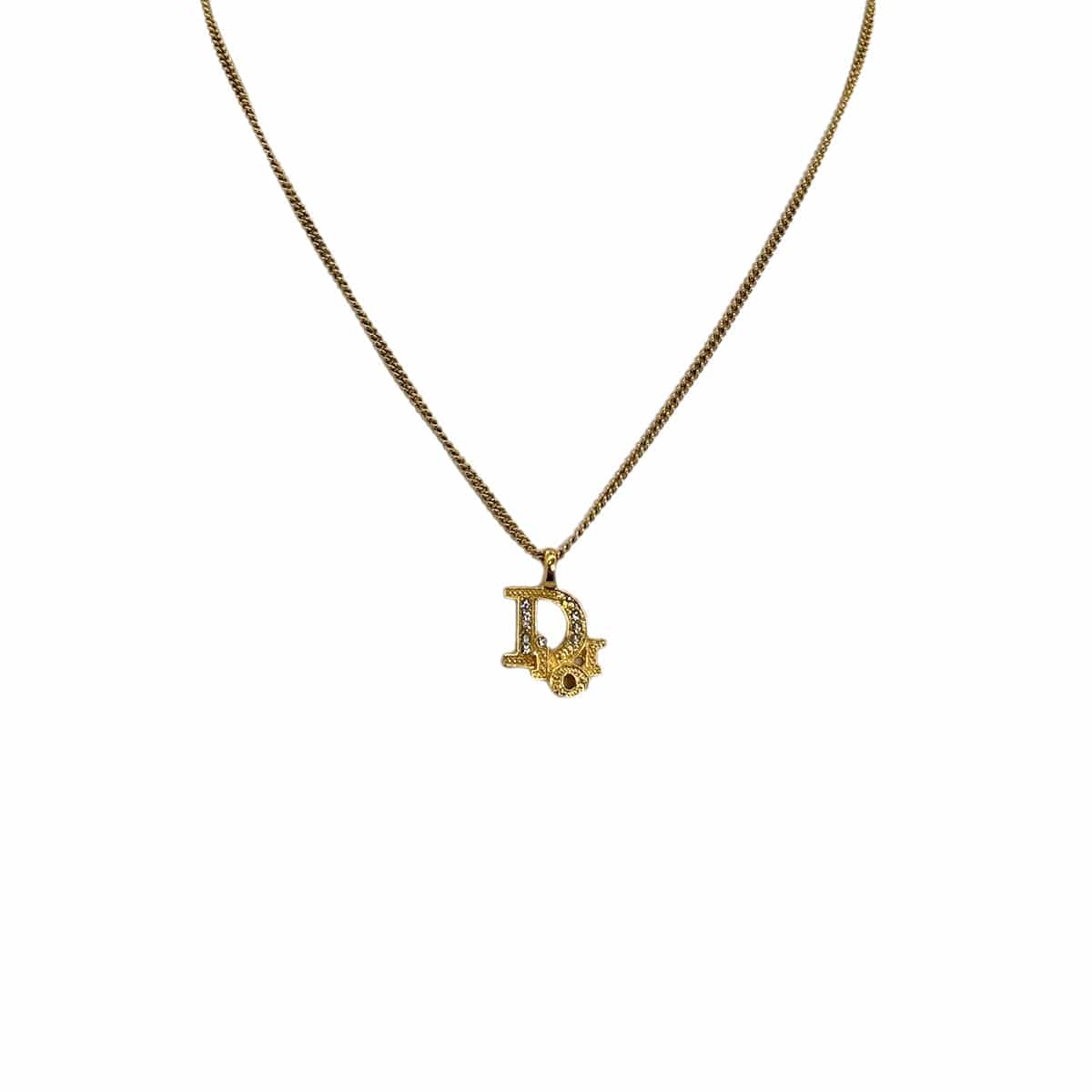 PURPOSE CHRISTIAN DIOR NECKLACE LOGO RHINESTONE GOLD ACCESSORY 90299331