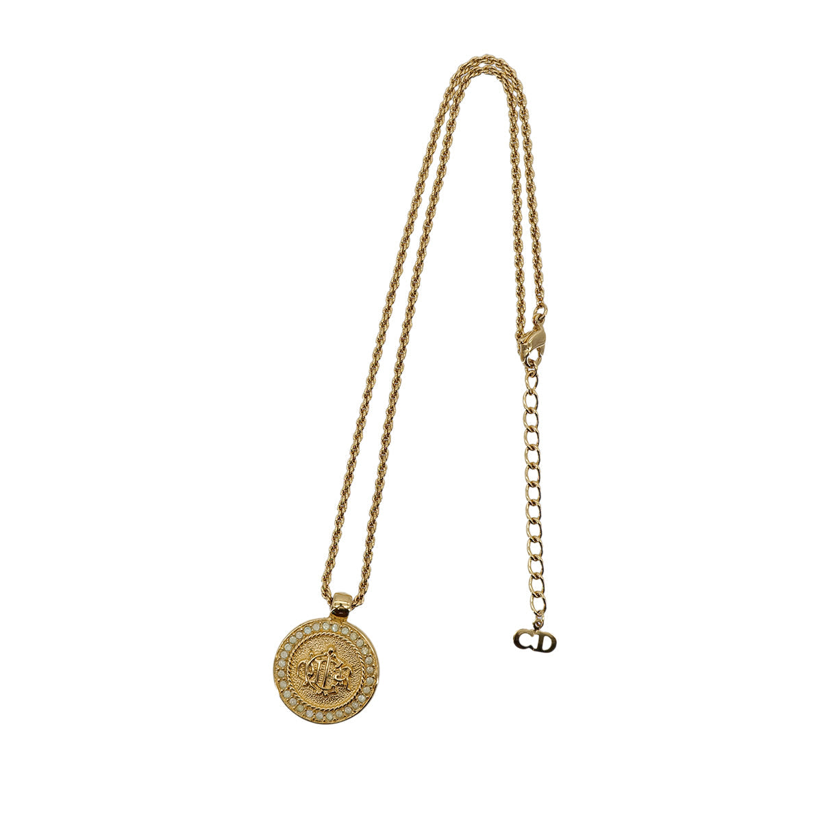 PURPOSE CHRISTIAN DIOR NECKLACE LOGO RHINESTONE GOLD ACCESSORY 90302192
